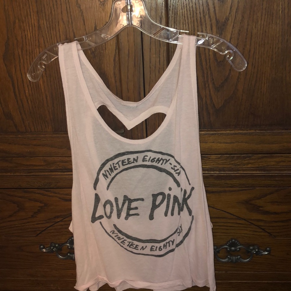 PINK Tank Top With Heart Cutout